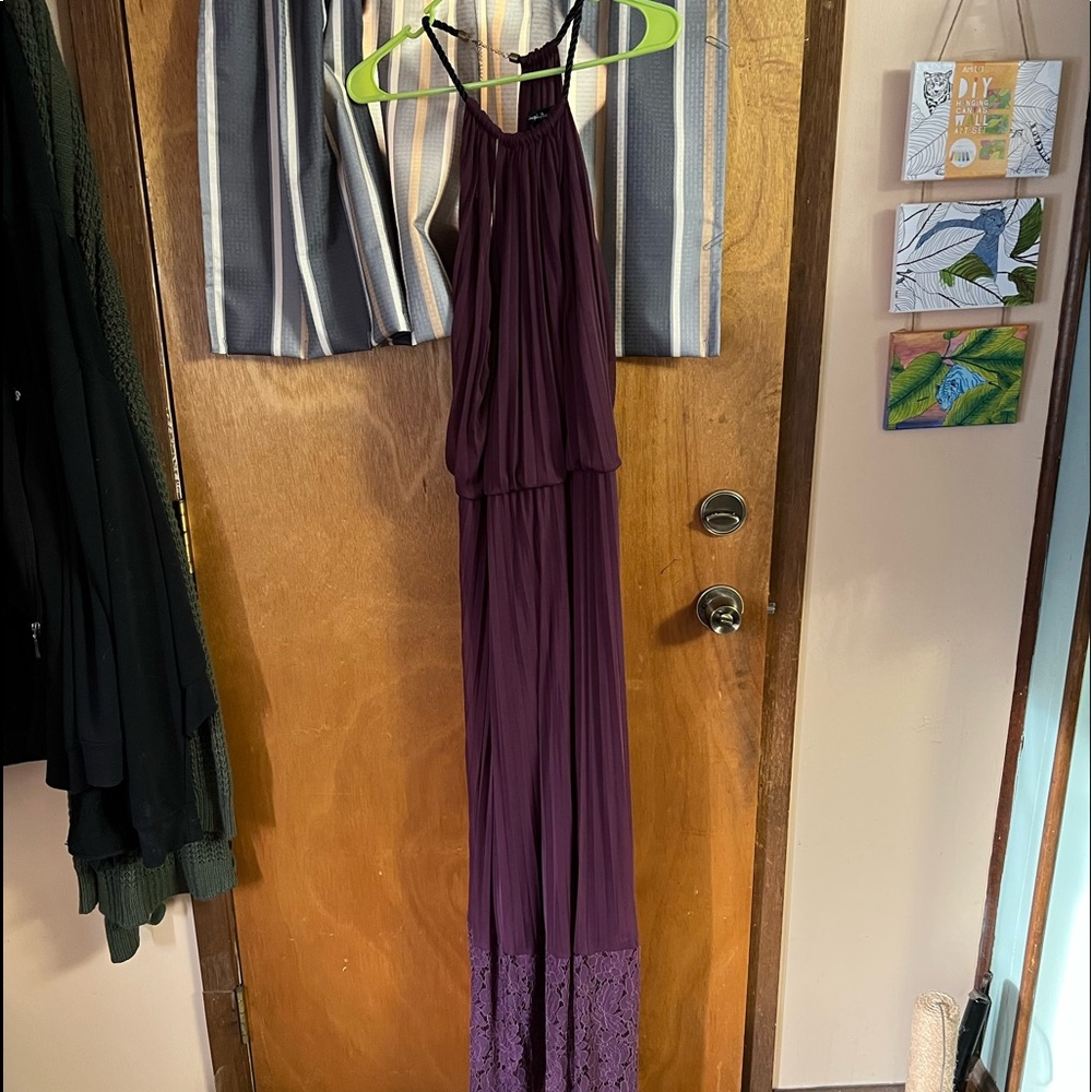Blackberry halter dress with lace